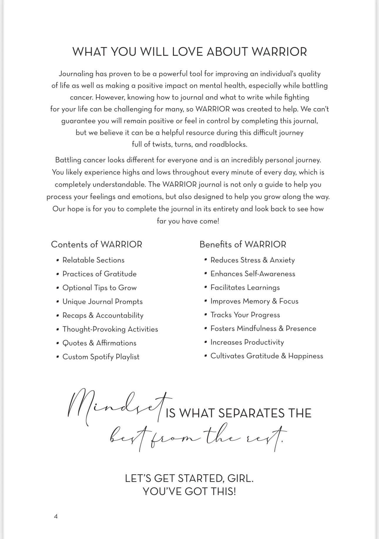 WARRIOR - Journal for Cancer Warriors