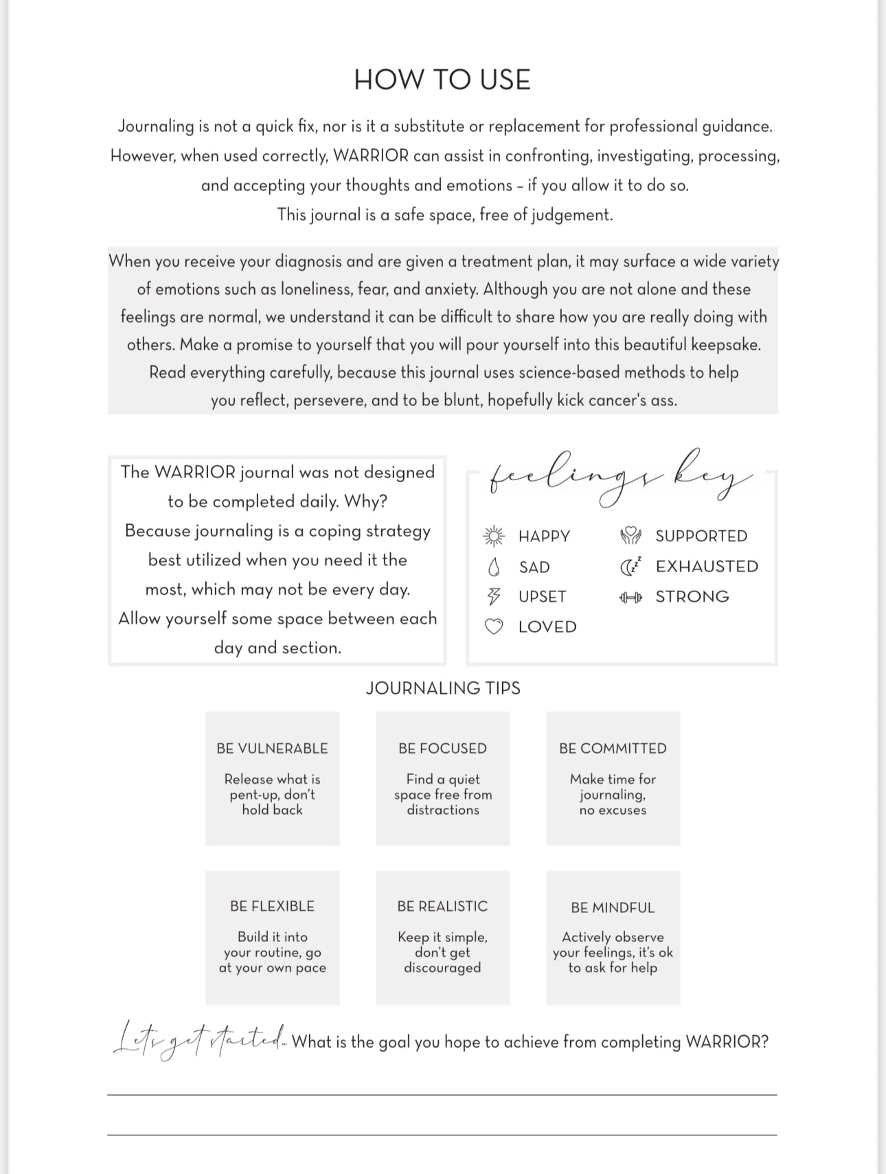 WARRIOR - Journal for Cancer Warriors